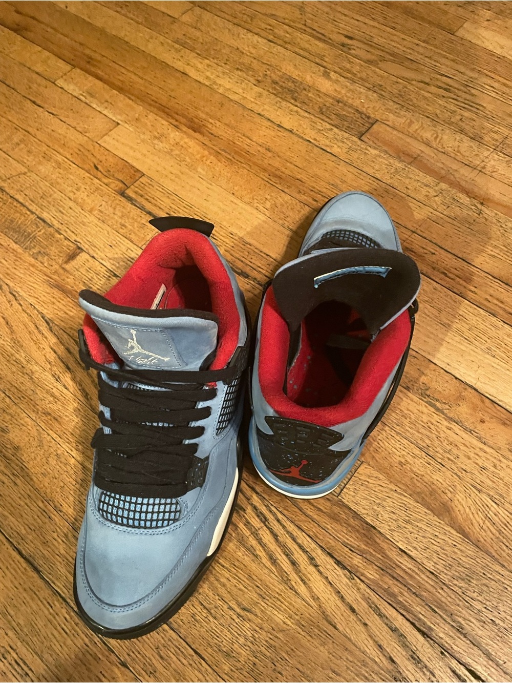Jordan Men’s Travis Scott Sneakers - Light Blue/Black/Red Accents - Picture 4 of 5